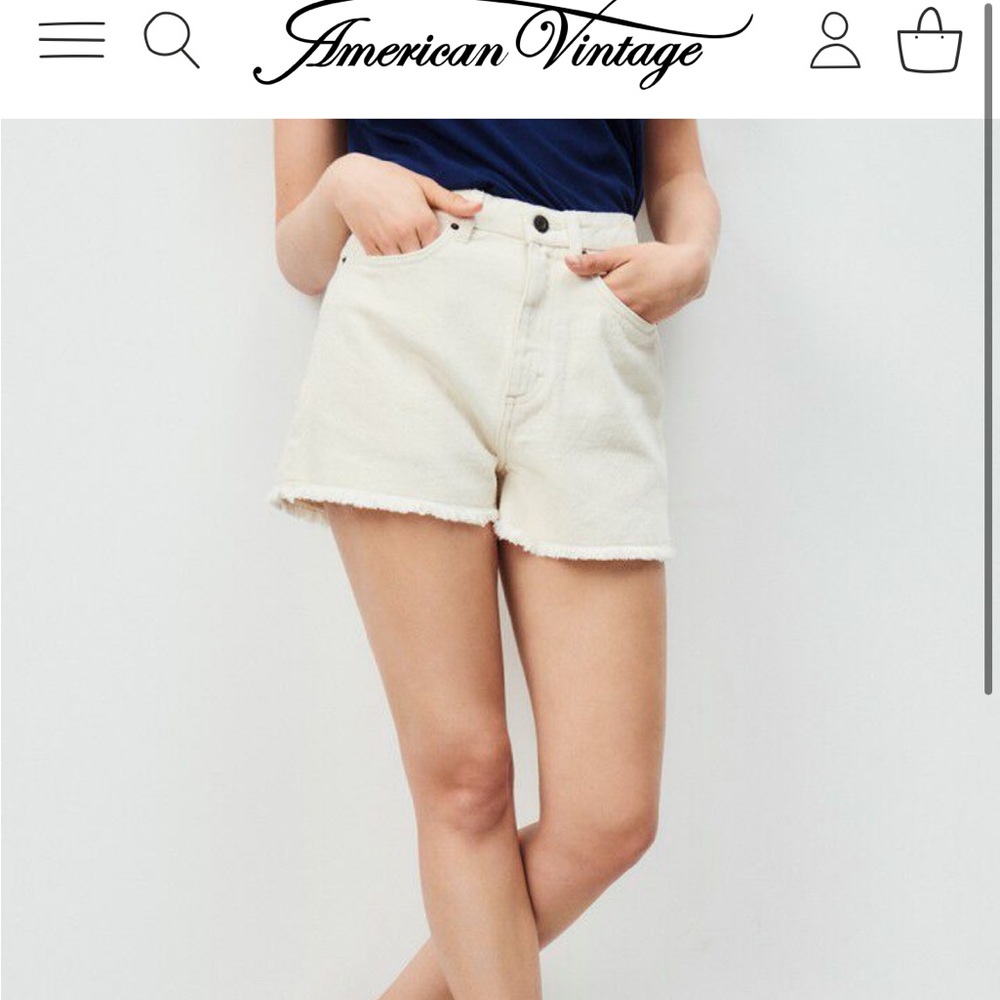 American Vintage Toneborow Cream denim shorts